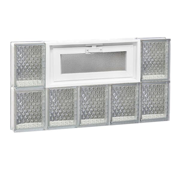 Clearly Secure 28.75 in. x 13.5 in. x 3.125 in. Frameless Diamond Pattern Vented Glass Block Window