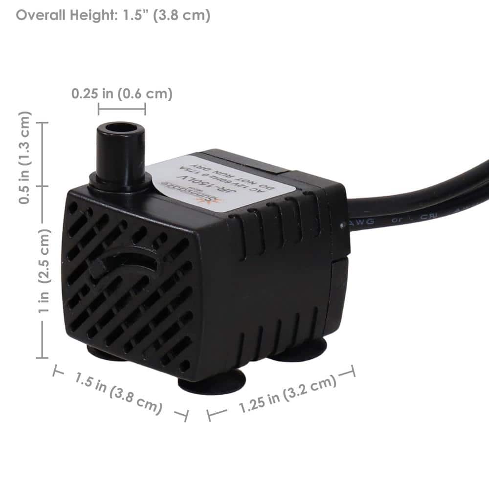 Compact Black Electric Fountain Pump with White LED Light Ring