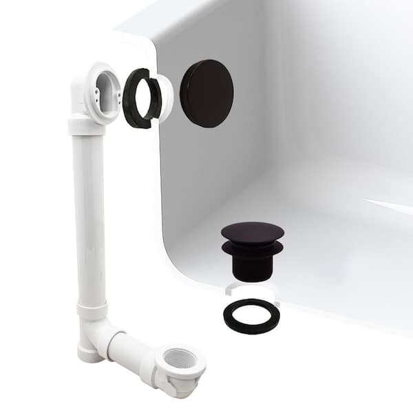 Unbranded 12 in. & 4 in. Bath Waste & Overflow with Tip-Toe Drain Plug and Illusionary Faceplate - Sch. 40 PVC, Oil Rubbed Bronze