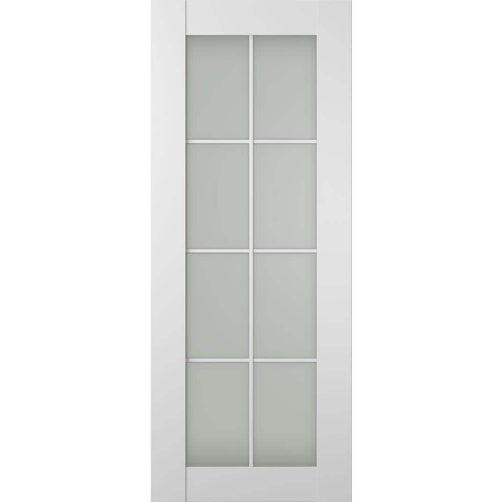 Smart Pro 8-Lite 24 in. x 80 in. No Bore Frosted Glass Polar White Composite Wood Interior Door Slab price history on PriceWatchPro