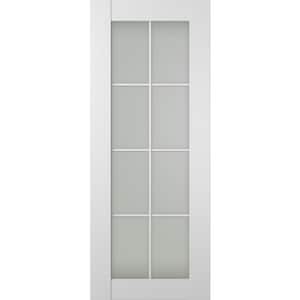Smart Pro 8-Lite 18 in. x 80 in. No Bore Frosted Glass Polar White Composite Wood Interior Door Slab