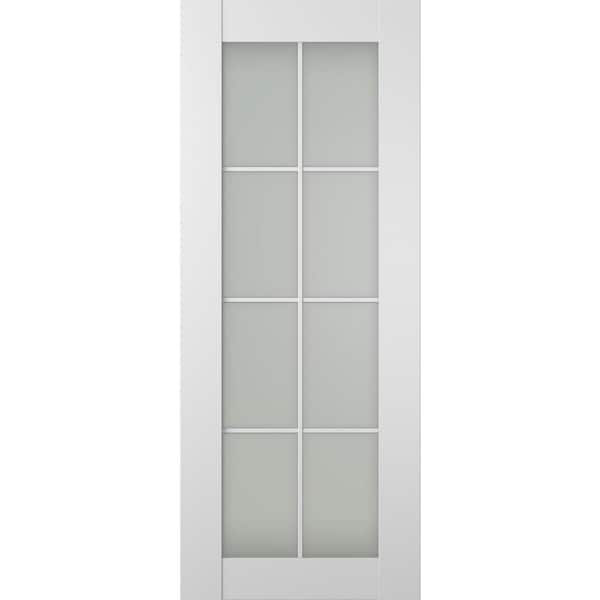 Belldinni Smart Pro 8-Lite 18 in. x 96 in. No Bore Frosted Glass Polar White Composite Wood Interior Door Slab