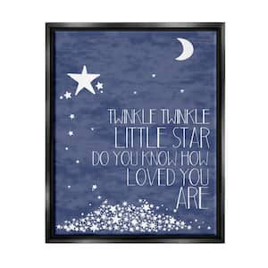 Navy Textural Twinkle Little Star Typography by Finny and Zook Floater Frame Astronomy Wall Art Print 21 in. x 17 in.