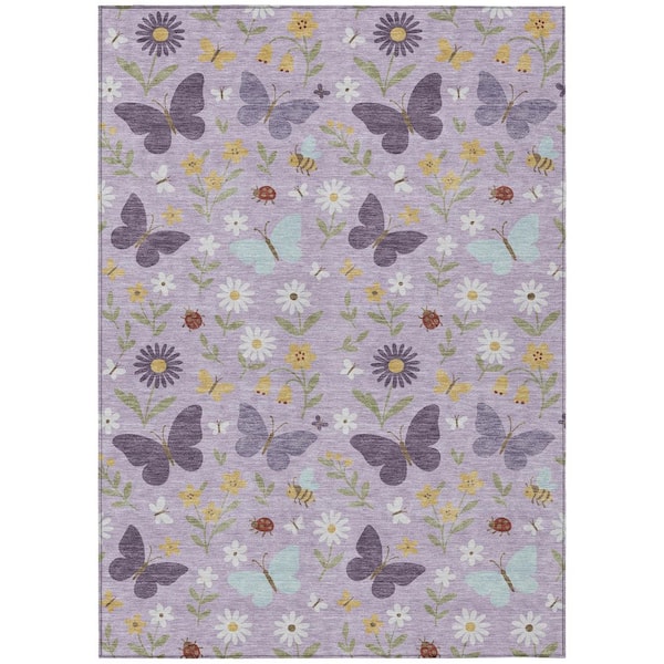 Chantille Machine Washable Indoor/Outdoor Abstract ACN2618 Lavender 3 ft. x 5 ft. Area Rug