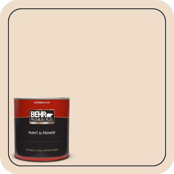 BEHR PREMIUM PLUS 1 qt. #710C-2 Raffia Cream Flat Exterior Paint & Primer