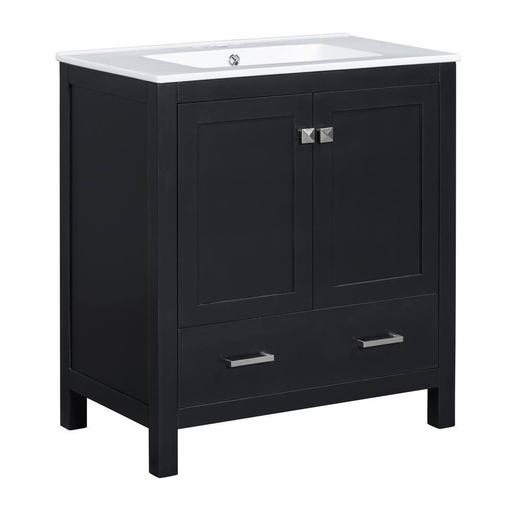 30 in. W x 18 in. D x 34 in. H Single Sink Freestanding Bath Vanity in Blac