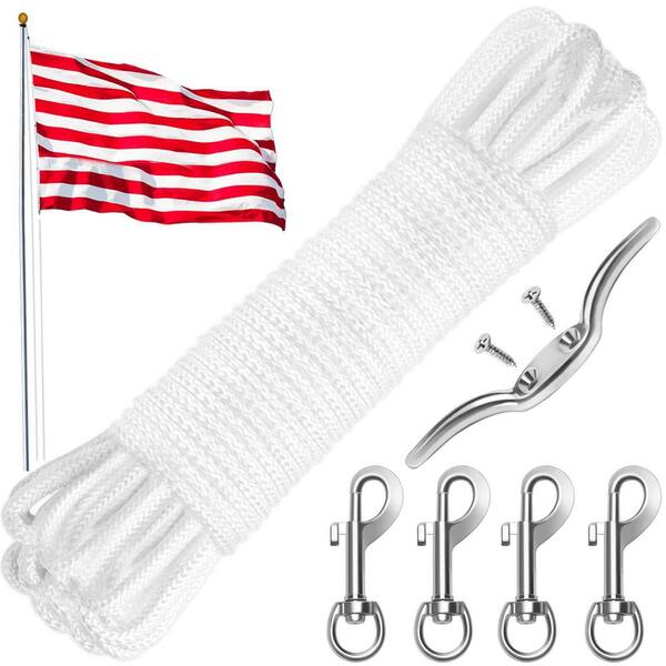 Flag Pole Kit 1/4" Flagpole Halyard Rope - Solid Braid Polyester Flag ...