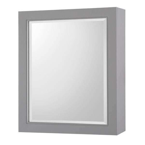 Gazette 22 in. W x 26 in. H x 6-5/8 in. D Framed Surface-Mount Bathroom Medicine Cabinet in Grey