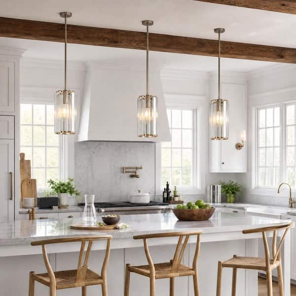 ZHLWIN Home Lighting 60W 1‑Light Nickel Mini Crystal Pendant Light