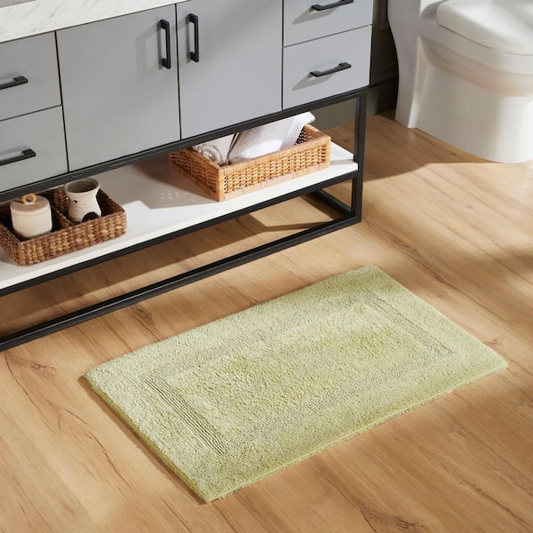 Better Trends Lux Collection Sage 21 in. x 34 in. 100% Cotton Reversible Race Track Pattern Bath Rug