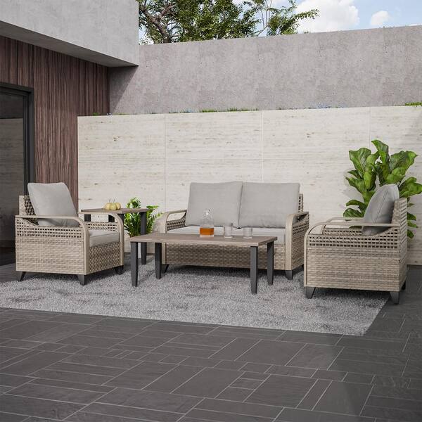 EAGLE PEAK 5-Piece Wicker Outdoor Patio Conversation Set