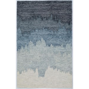 Blue 5 ft. x 8 ft. Abstract Wool Area Rug
