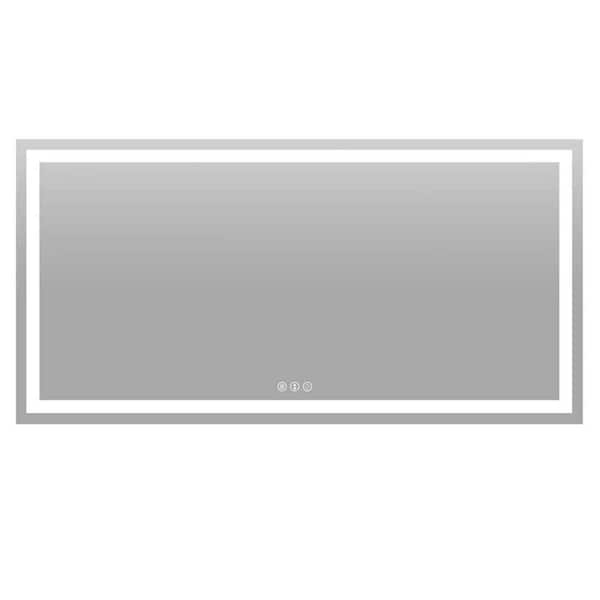 Unbranded 72 in. W x 36 in. H LED Frameless Rectangular White Mirror for Living Room