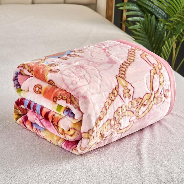 JML Soft 2 Ply Reversible Printed Plush Fleece Thick Warm Blanket,King/Queen  Size,5-6lbs