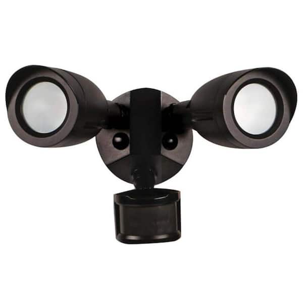 20-Watt Dual Head LED Motion Sensor Flood Light, 1900 Lumens, IP65 Weatherproof, Bronze Finish, 4000K