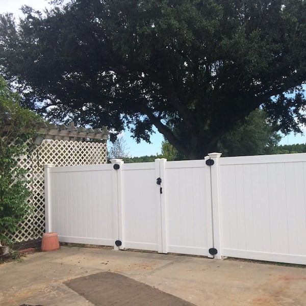 Pembroke 10.8 ft. W x 5 ft. H White Vinyl Privacy Double Fence Gate Kit