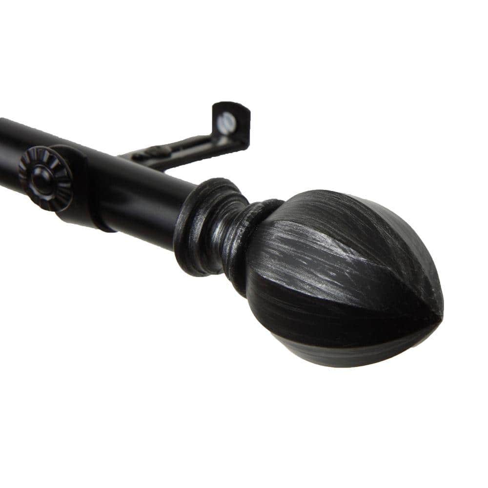 66 in. - 120 in. Telescoping Single Curtain Rod Kit in Black with Garnet Finial price history on PriceWatchPro
