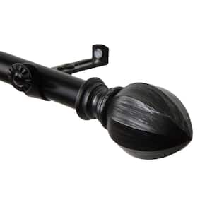 120 in. - 170 in. Telescoping Single Curtain Rod Kit in Black with Garnet Finial
