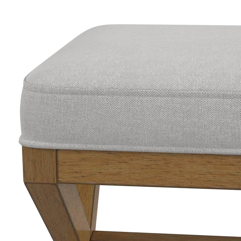 Somerset Fog Gray Upholstered Backless Vanity Stool with Rubberwood Legs