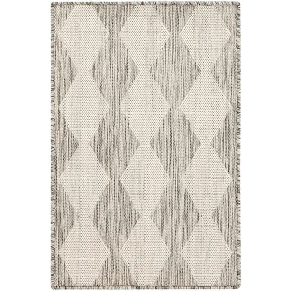 Positano Light Grey 2 ft. x 3 ft. Diamond Contemporary Area Rug