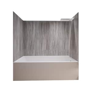 Driftwood-Rainier 60 in. L x 36 in. W x 83 in. H Rectangular Tub/ Shower Combo Unit in Brushed Nickel Right Drain