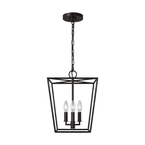 Generation Lighting - Viota Small 3-Light Aged Iron Dining Room Entry Hallway Transitional Pendant Light