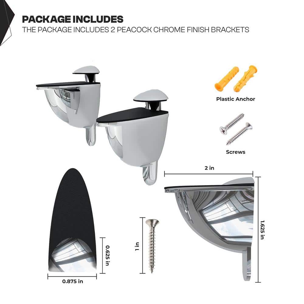12" Clear Tempered Glass Floating Corner Shelf with Chrome Brackets