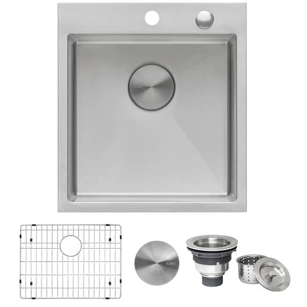 Ruvati Tirana Pro 18 in. Drop-in Topmount SIngle Bowl 16-Gauge Stainless Steel Kitchen Sink with Rounded Corners