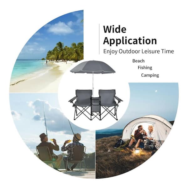 outdoor chair with umbrella attached