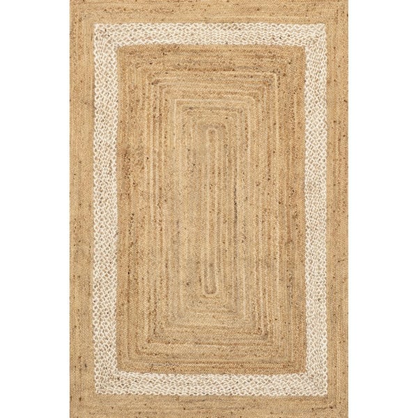 nuLOOM Louisa Jute Bordered Natural 8 ft. x 10 ft. Farmhouse Area Rug