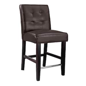 Antonio 25 in. Counter Height Dark Brown Bonded Leather Bar Stool