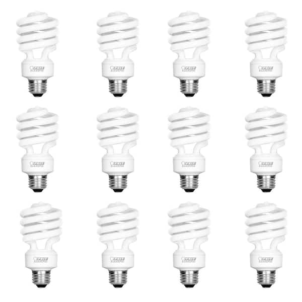 100-Watt Equivalent T3 Spiral Non-Dimmable E26 Base Compact Fluorescent CFL Light Bulb, Soft White 2700K (12-Pack) 100-Watt Equivalent T3 Spiral Non-Dimmable E26 Base Compact Fluorescent CFL Light Bulb, Soft White 2700K (12-Pack)