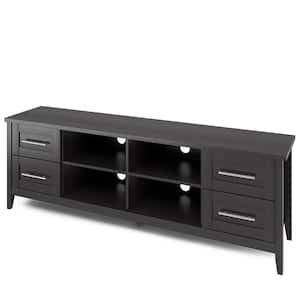 Jackson 71 in. Black Wood Grain TV Stand with 4 Drawer Fits TVs Up to 80 in. with Built-In Storage
