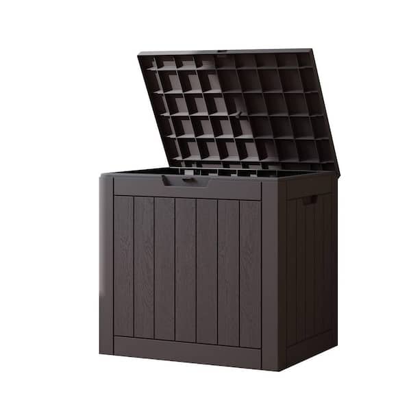 FIROMO 31 Gal. Outdoor Waterproof Resin Storage Deck Box, Lockable Large Capacity Deck Storage Bench for Garden or Patio