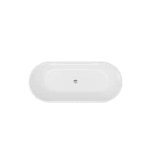 67 in.x 30 in.Acrylic Alcove Freestanding Bathtub Flatbottom Soaking Tub in White with Center Drain