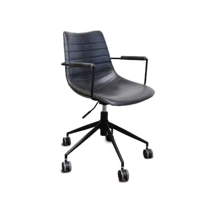 Toby Medium Size Black PU Leather Seat Adjustable Height Task Chair with Arms