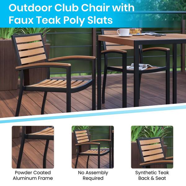 Carnegy Avenue Black Aluminum Outdoor Dining Chair in Wood