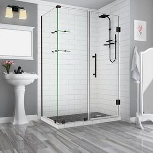 BromleyGS 62.25 to 63.25 x 38.375 x 72 in. Frameless Corner Hinged Shower Door with Glass Shelves in Bronze
