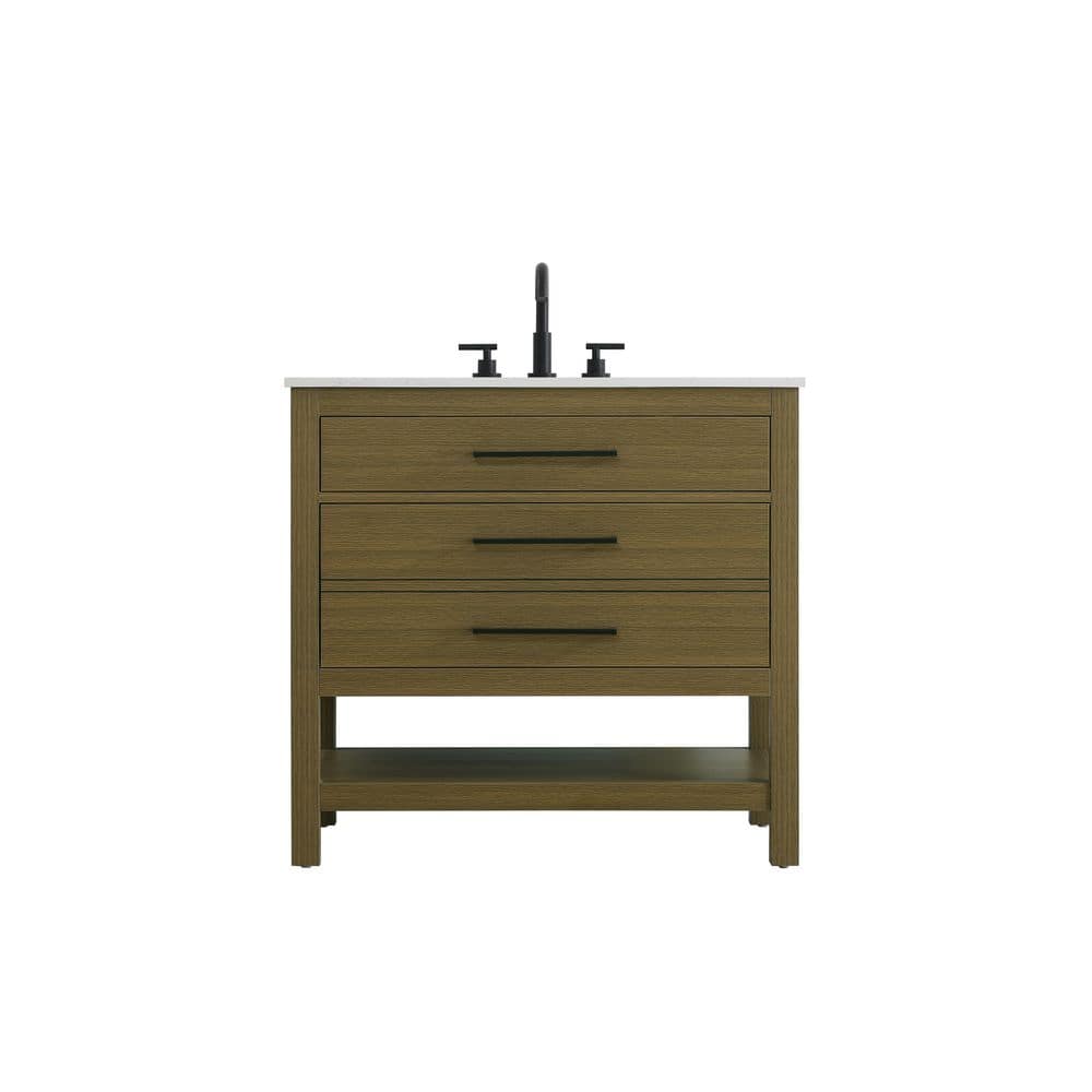 36 in. Single Sink Chestnut Brown Bath Vanity with White Engineered Marble Top price history on PriceWatchPro