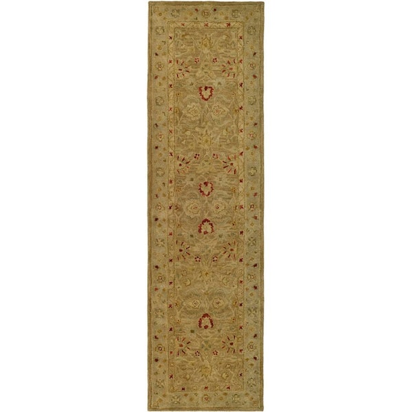 SAFAVIEH Antiquity Brown/Beige 2 ft. x 12 ft. Floral Speckled Border Runner Rug