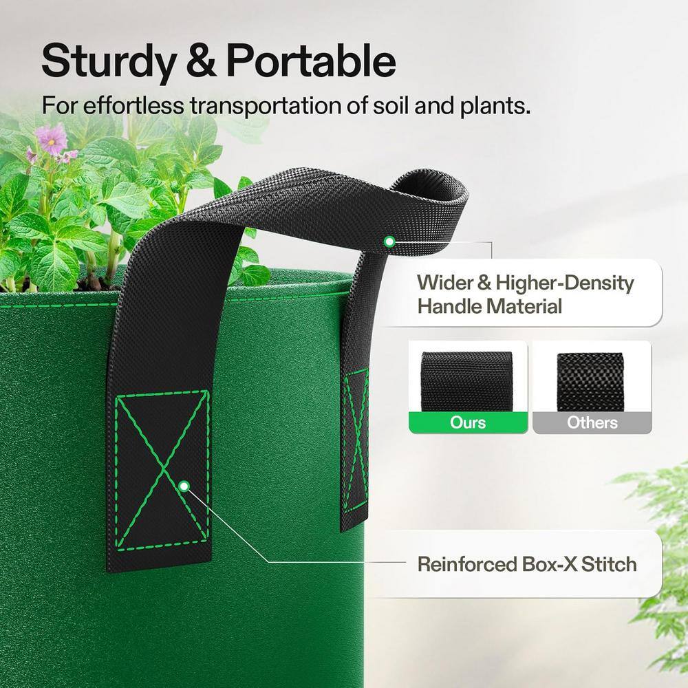 Colorful Nonwoven Fabric Indoor Grow Bags with Handles (5-Pack)