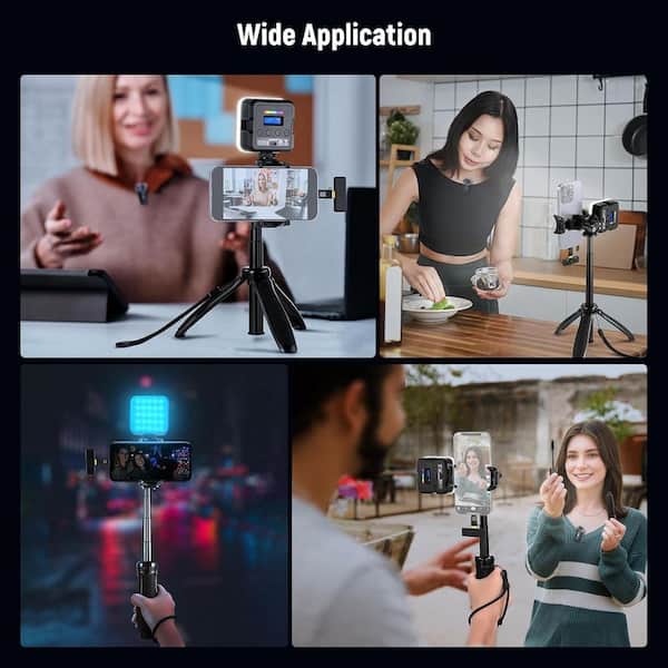 Kit Vlog Smartphone QPLOVE - Microphone, Lumière LED, Trépied, Télécommande - Idéal TikTok YouTube