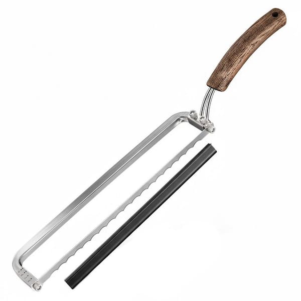 420J2 Stainless Steel Bread Knife with Serrated Blade, Ergonomic Handle, and Scale Markings for Precise Slicing