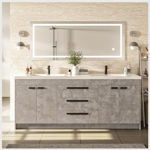 Lugano 72 in. W x 19 in. D x 36 in. H Double Bath Cement Gray Vanity with White Acrylic Top with White Integrated Sinks