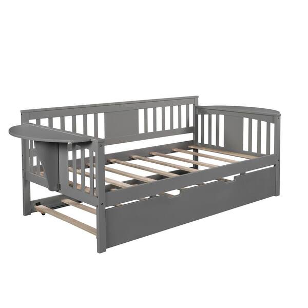 Harper & Bright Designs Gray Twin Size Wooden Daybed with Trundle