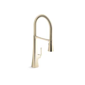 Graze Single Handle Semi-Professional Kitchen Sink Faucet with 3-Function Sprayhead in Vibrant French Gold