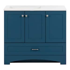 Lancaster 36 in. W x 19 in. D x 33 in. H Single Sink Bath Vanity in Admiral Blue with White Cultured Marble Top