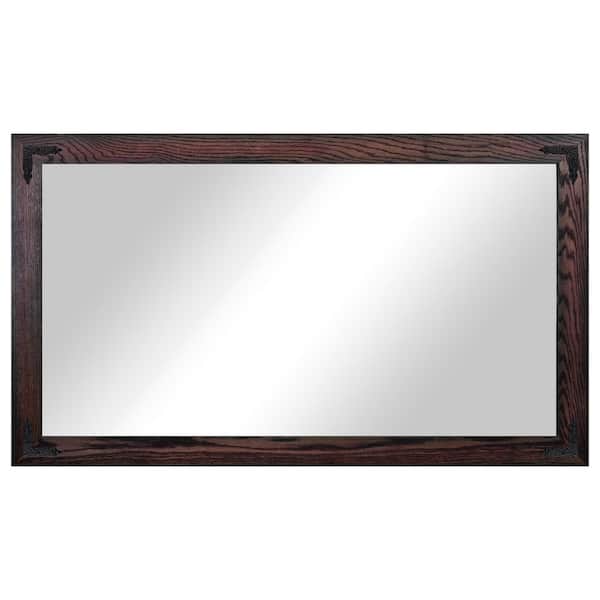 Rayne Mirrors (33 in. W x 60 in. H) Black Cherry Hardwood Rectangle Mirror with Decorative Corner Bracket