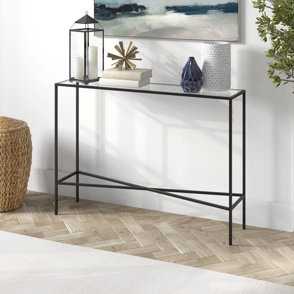 Henley 42" Blackened Bronze Metal & Glass Console Table