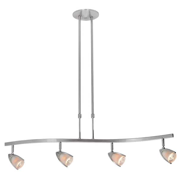 Access Lighting Comet 4-Light Brushed Steel Adjustable Pendant with Opal Glass Shade